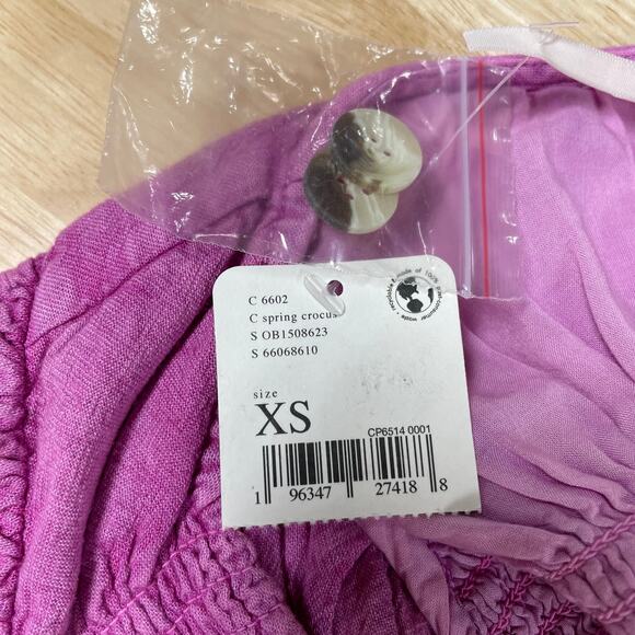 Free People NWT String Of Hearts Maxi Dress Size XS Pink Tie Front Smocked - Picture 5 of 8